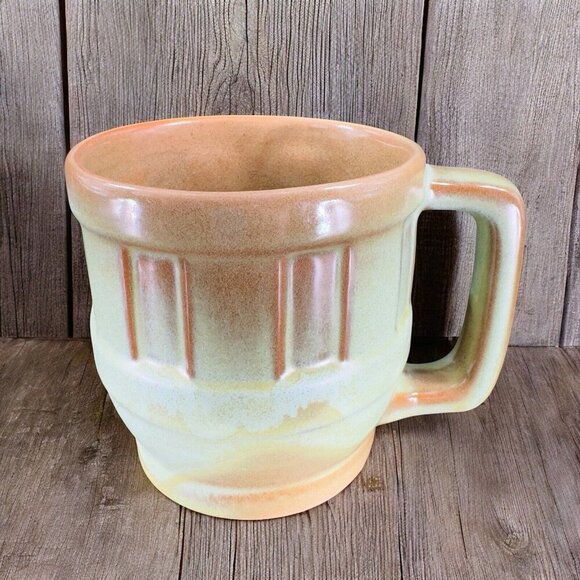 Frankoma Pottery Prairie Green Wagon Wheel Large Mug Cup 16 Oz Hand Made Mug Cup - Picture 1 of 13